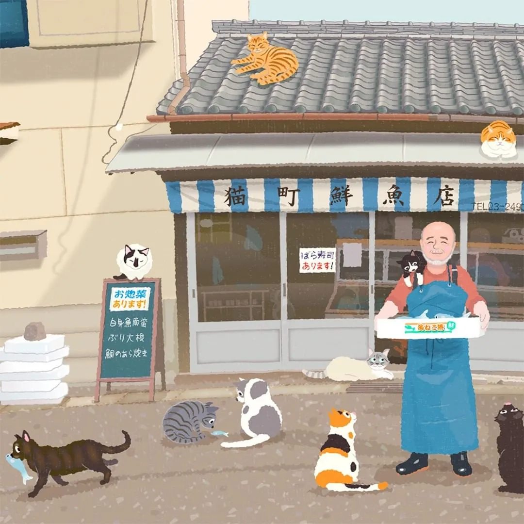 �������������ձ��廭ʦ���µ�è��ȥ̤�࣬�����µķ�⾡���۵�