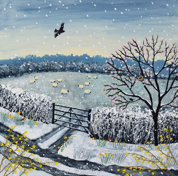 英国画家 Jo Grundy 纯真的画风 笔下的春夏秋冬绘画作品欣赏-小改变网