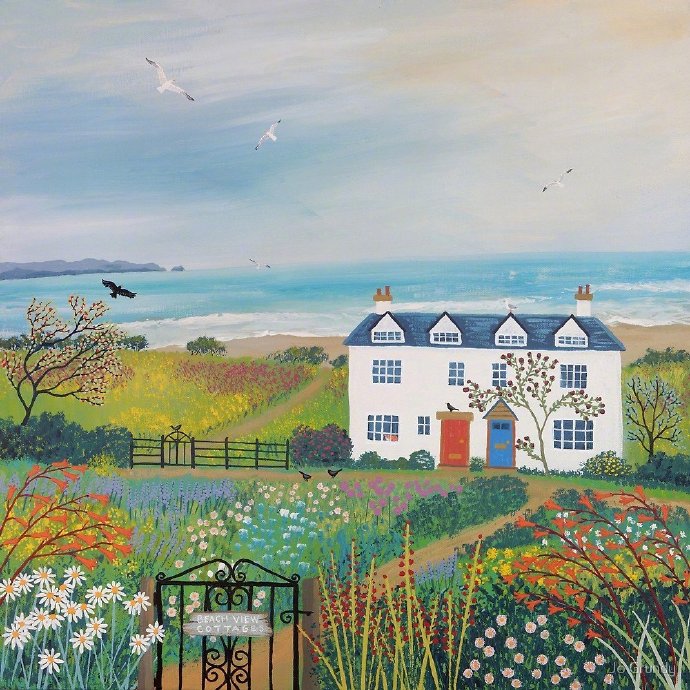 英国画家 Jo Grundy 纯真的画风 笔下的春夏秋冬绘画作品欣赏-小改变网